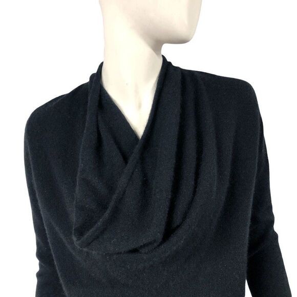 Ann Taylor Petite Womens Pure Cashmere Cowl Neck Black Sweater Size MP - Picture 2 of 6